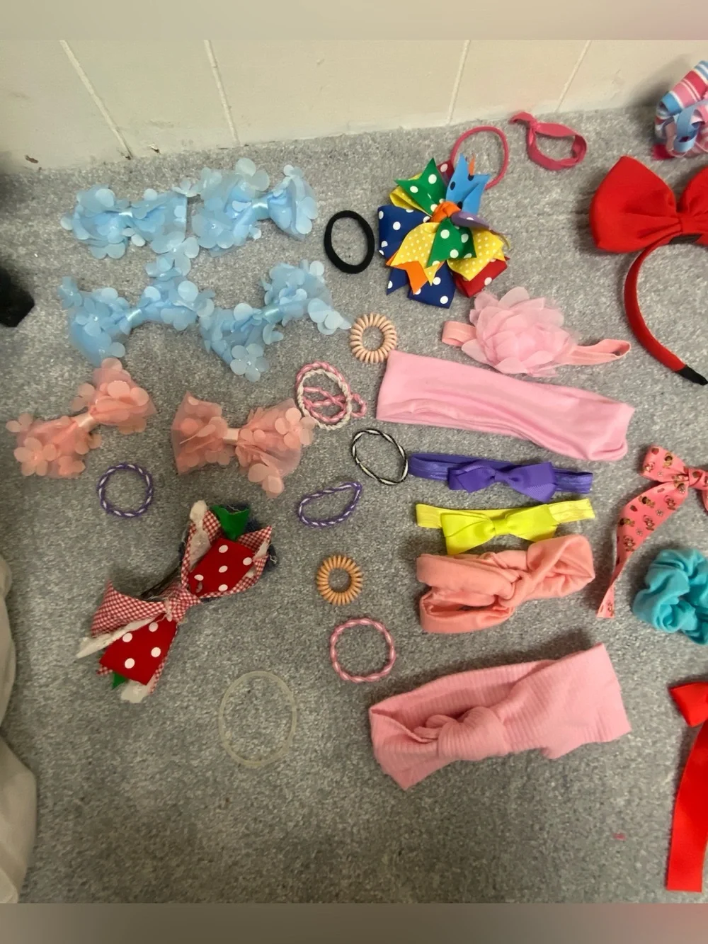 Kids Red Bow Headband and Mixed Color Hair Accessories Set